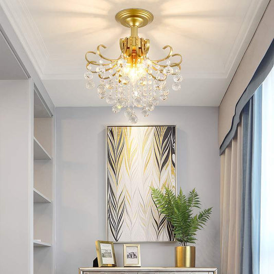 Elegant Clear Crystal Mini Chandelier Fixture