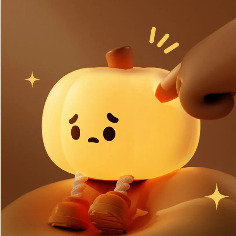Halloween Pumpkin Night Light | Cute Silicone Dimmable Bedside Lamp & Home Decor