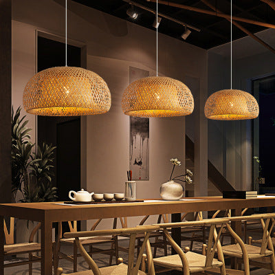 Rustic Rattan Basket Lamp Shade Chandelier