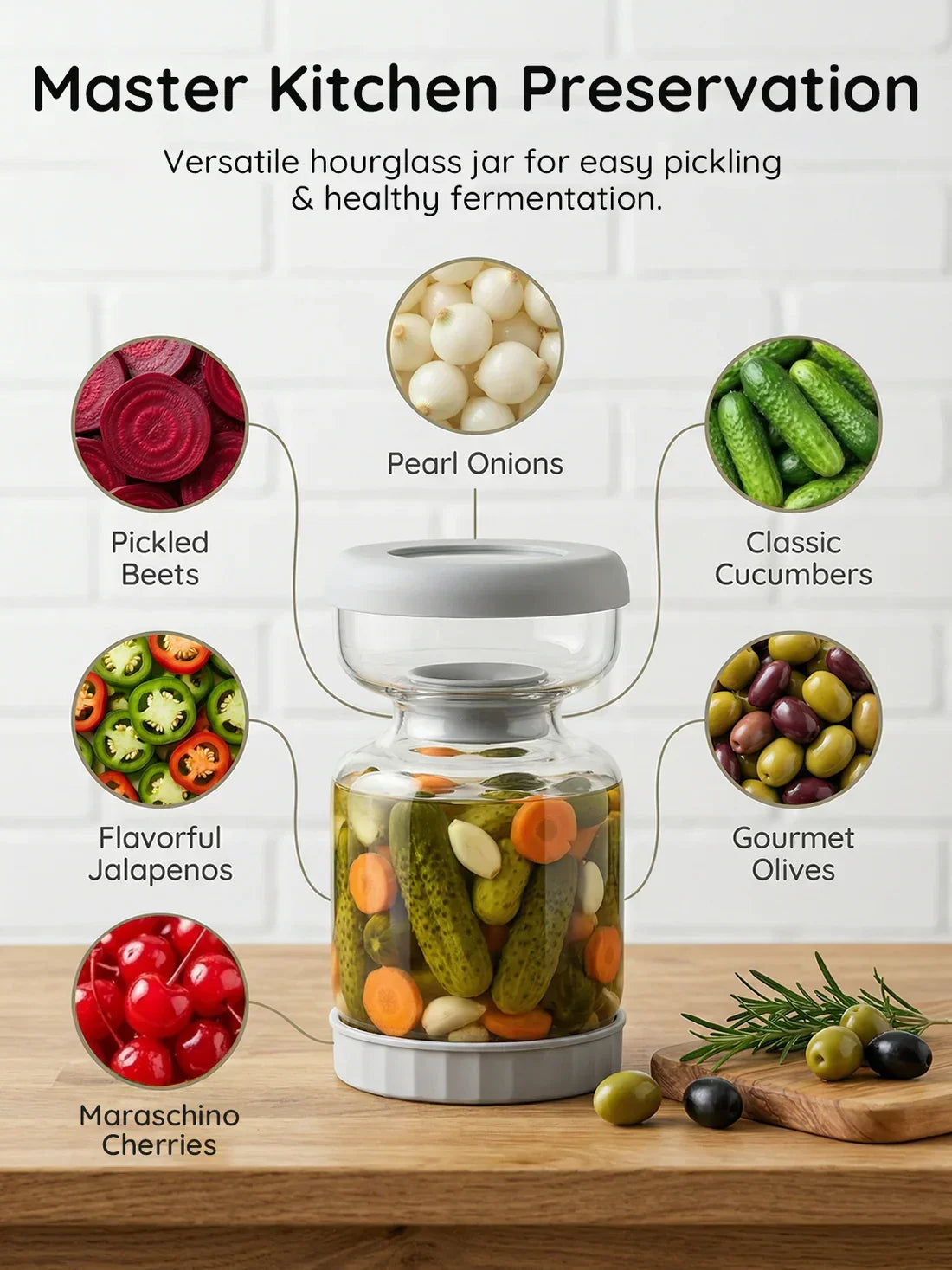 Pickle and Olive Hourglass Jar
