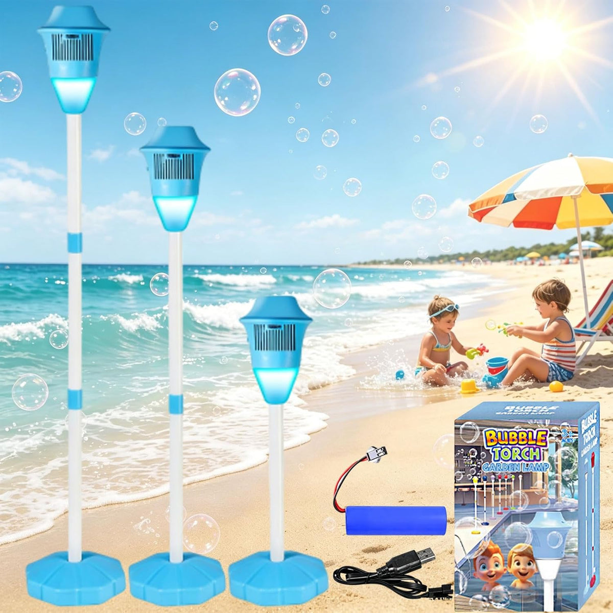 Street Lamp Bubble Maker Stand Machine with Lights