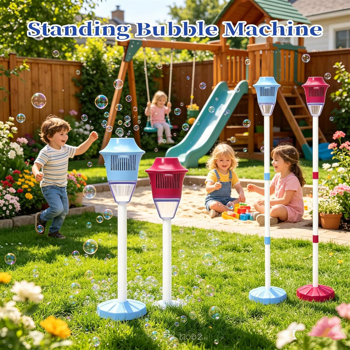 Street Lamp Bubble Maker Stand Machine with Lights